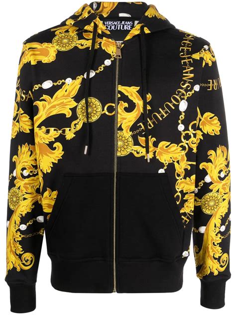 versace signature wild print hooded jacket